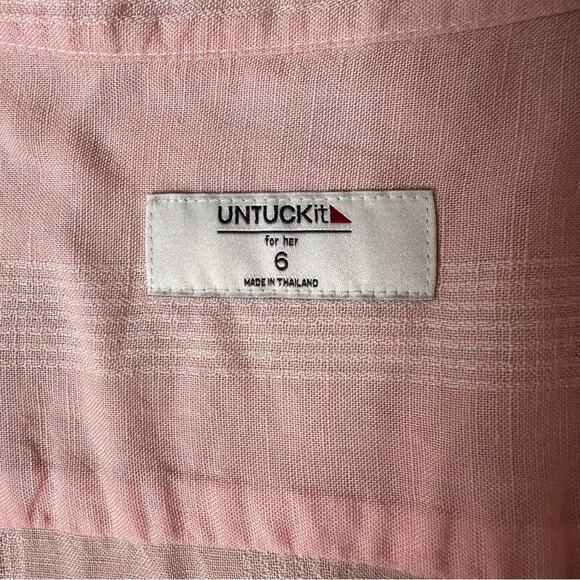 Untuckit for Her Kathryn Linen Blend Button Front Long Sleeve Shirt Size 6 Pink - Picture 7 of 11